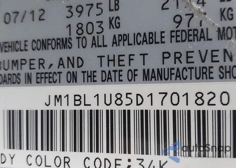 2013 Mazda Mazda3 I Sport from USA, damaged, VIN JM1BL1U85D1701820